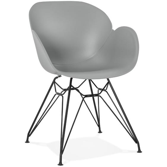 Chaise design SATELIT grise style industriel avec pieds en métal noir