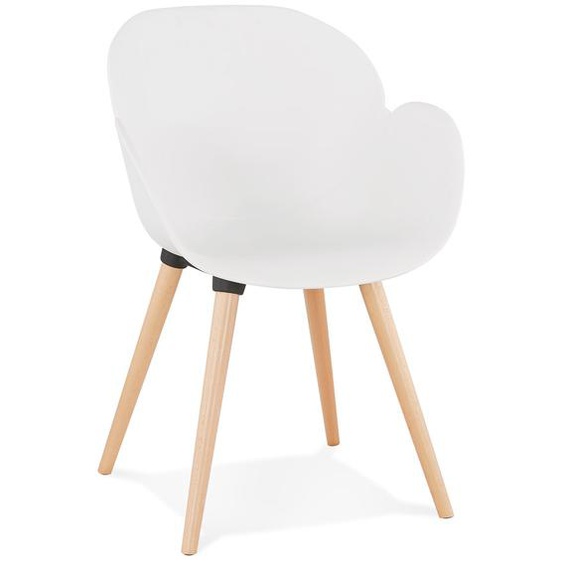 Chaise design scandinave PICATA blanche avec pieds en bois