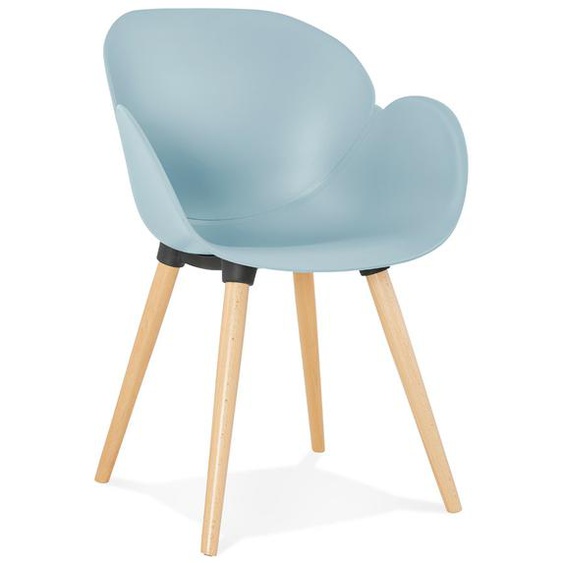 Chaise design scandinave PICATA bleue avec pieds en bois