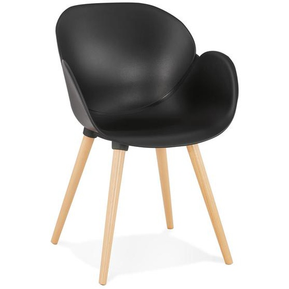 Chaise design scandinave PICATA noire avec pieds en bois