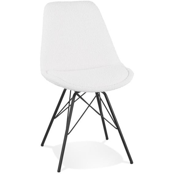 Chaise design VIOLETTE en tissu bouloché blanc style industriel