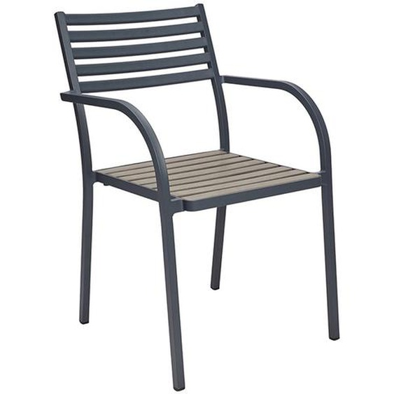 Chaise d’extérieur Capri avec accoudoirs - Aluminium laqué - Anthracite
