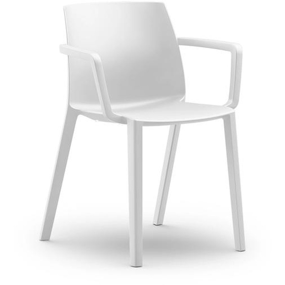 Chaise d’extérieur Olga avec accoudoirs en polypropylène – Blanc