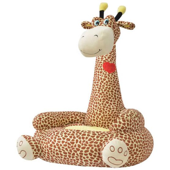 Chaise en peluche pour enfants Girafe Marron