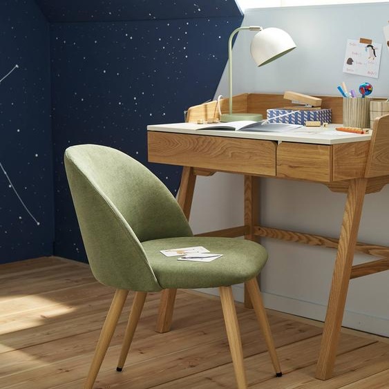 Chaise enfant en tissu chiné vert