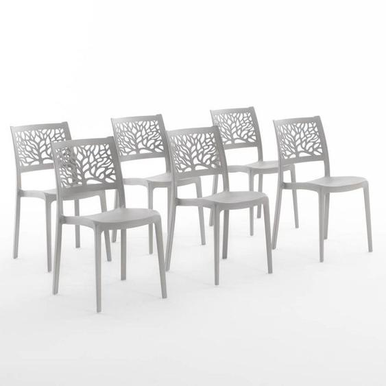 Chaise - Flora - Polypropylène renforcé - Empilable - Usage intérieur et extérieur - Gris clair
