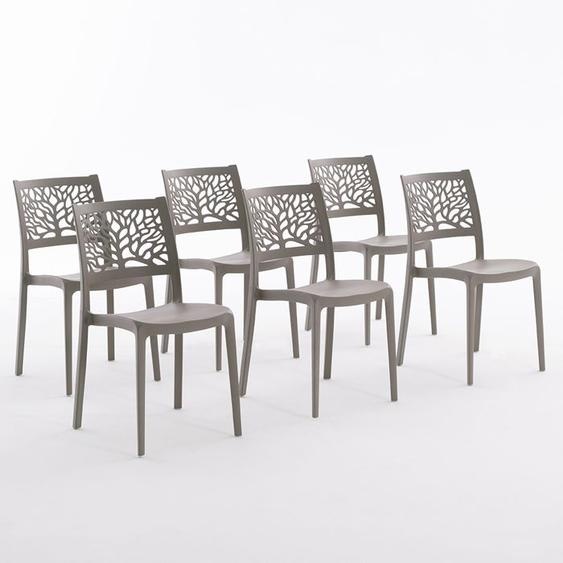 Chaise - Flora - Polypropylène renforcé - Empilable - Usage intérieur et extérieur - Gris tourterelle