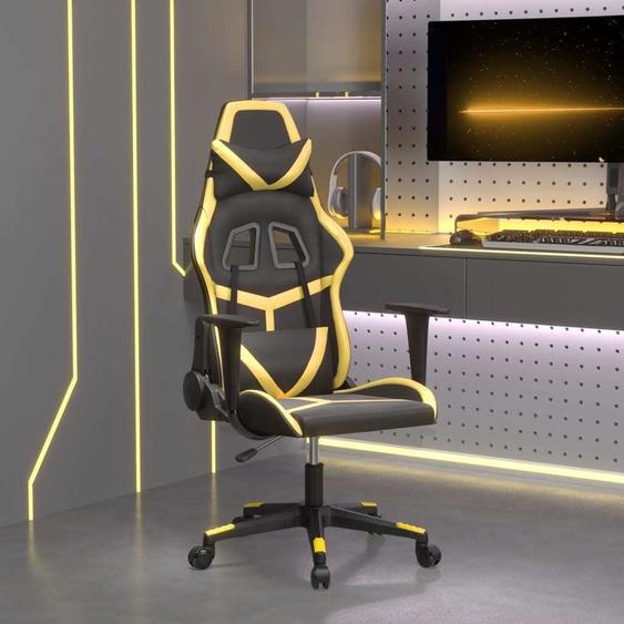 Chaise gamer noir et cuir synthétique doré