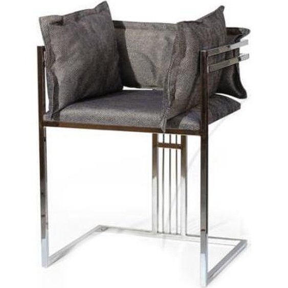 Chaise grise en acier inoxydable Chaise rembourrée moderne Chaises de salle à manger Chaises de bar