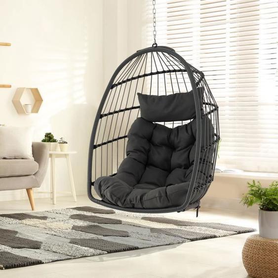 Chaise Hamac Pliante COSTWAY - Gris - Charge 150 kg - Intérieur Extérieur