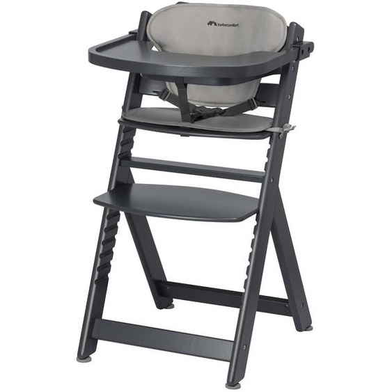 Chaise Haute Bébé En Bois Avec Coussin Timba Mineral Graphite