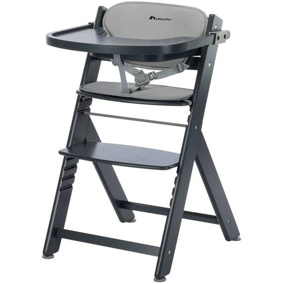 Chaise Haute Bébé En Bois Avec Coussin Timba Mineral Graphite