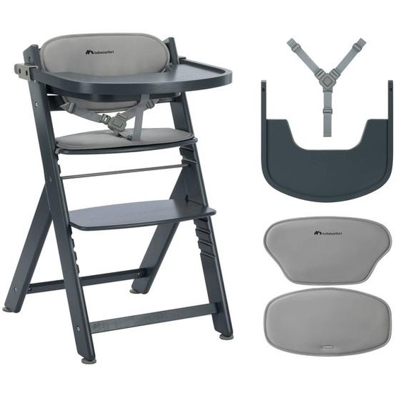 Chaise Haute Bébé En Bois Avec Coussin Timba Mist Gray