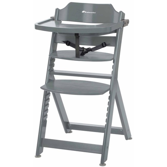 Chaise Haute Bébé En Bois Avec Tablette Timba Warm Gray