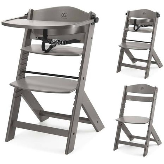 Chaise Haute Bois 3 En 1 Reglable Avec Harnais, Évolutive, Réglable Marron