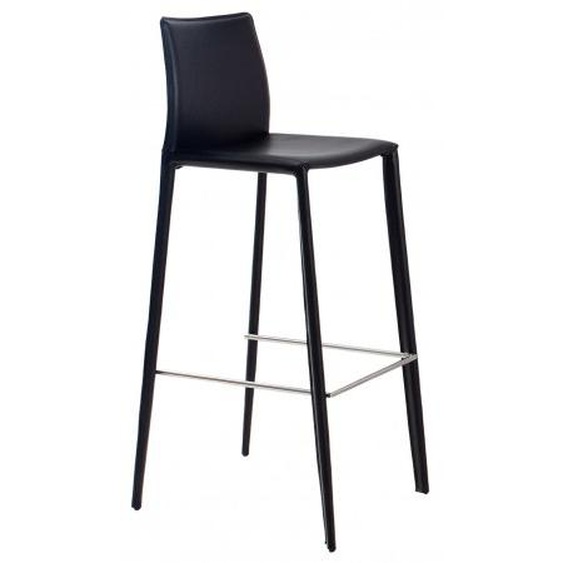 Chaise haute de bar design en simili cuir - Paulo - Noir