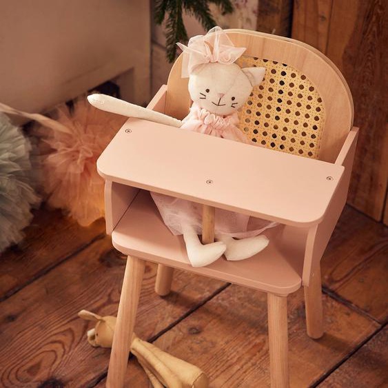 Chaise haute en cannage et bois FSC® POÉSIE multicolore