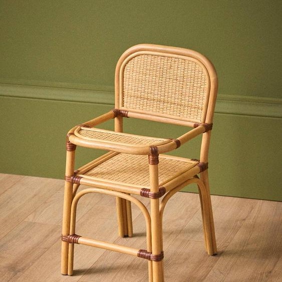 Chaise Haute En Rotin Pour Poupée Naturel
