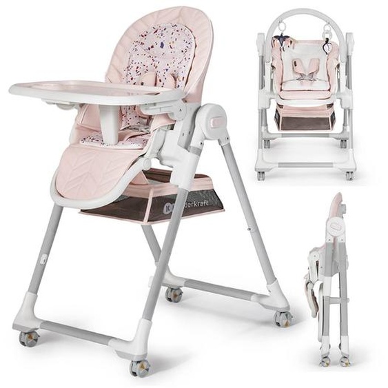Chaise Haute Et Transat Lastree 2 En 1 Avec Hauteur Réglable, Dossier Inclinable Et Harnais 5 Points Rose