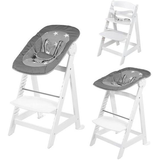 Chaise Haute Évolutive Born Up Avec Transat Inclinable Sternenzauber Blanc - Grandes Étoiles