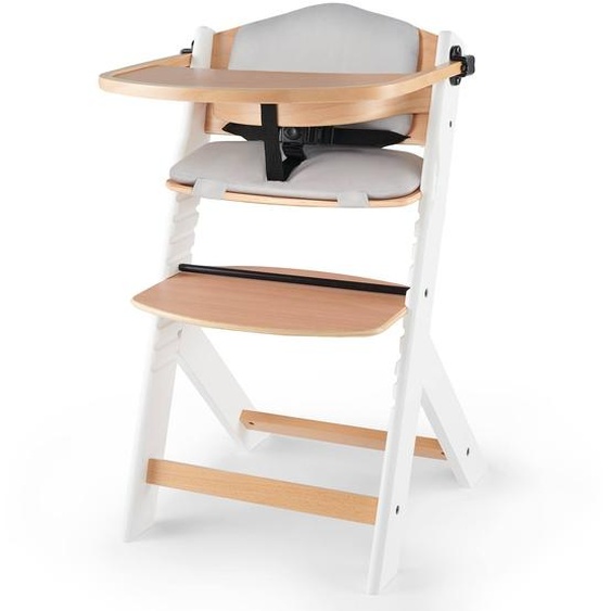 Chaise Haute Évolutive Enock 3 En 1 Avec Coussin Inclus, Assise Réglable Et Bois De Hêtre Massif Stable Blanc