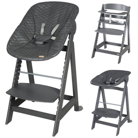 Chaise Haute Évolutive Et Inclinable Avec Transat Déperlant Born Up Anthracite - Graphite