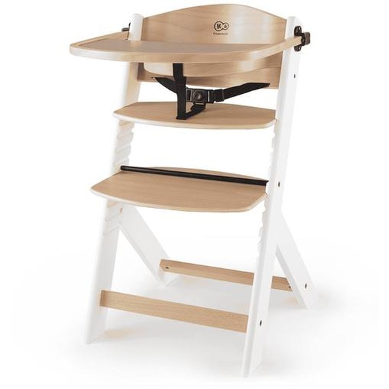 Chaise Haute Évolutive Kinderkraft Enock 2 En 1 Avec Assise Réglable, Repose-pieds Ajustable Et Bois De Hêtre Massif Blanc/bois