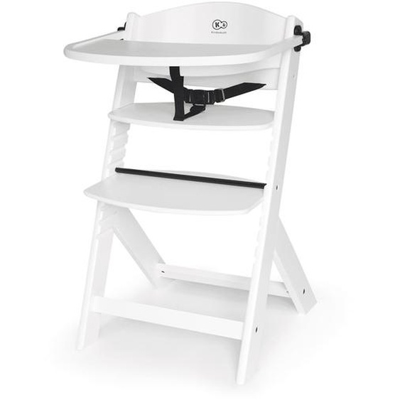 Chaise Haute Évolutive Kinderkraft Enock 2 En 1 Avec Assise Réglable, Repose-pieds Ajustable Et Bois De Hêtre Massif Blanc