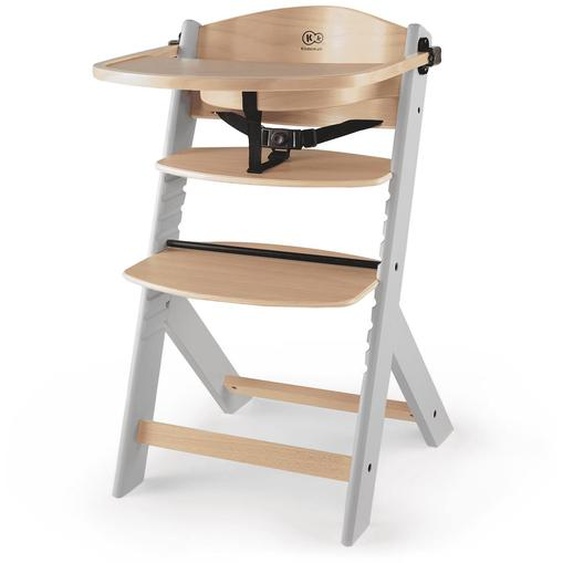 Chaise Haute Évolutive Kinderkraft Enock 2 En 1 Avec Assise Réglable, Repose-pieds Ajustable Et Bois De Hêtre Massif Gris / Bois