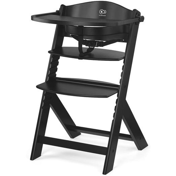 Chaise Haute Évolutive Kinderkraft Enock 2 En 1 Avec Assise Réglable, Repose-pieds Ajustable Et Bois De Hêtre Massif Noir