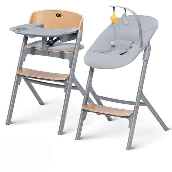 Chaise Haute Évolutive Kinderkraft Livy 4 En 1 Avec Transat Bébé, Assise Réglable, Repose-pieds Ajustable Et Charge 110 Kg Gris
