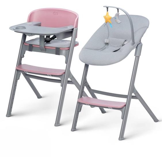 Chaise Haute Évolutive Kinderkraft Livy 4 En 1 Avec Transat Bébé, Assise Réglable, Repose-pieds Ajustable Et Charge 110 Kg Rose