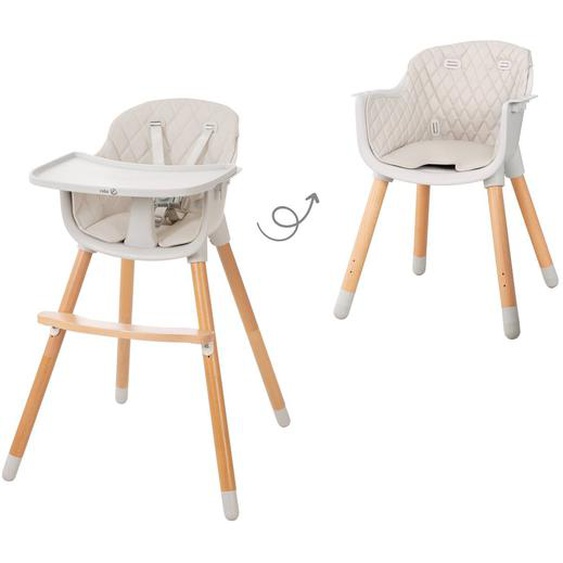 Chaise Haute Évolutive Rembourrée Avec Plateau Repas Style Up Wood Bois Naturel - Gris