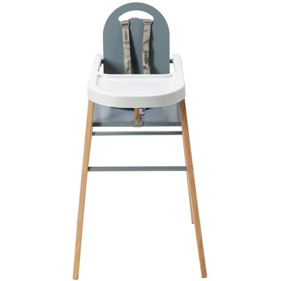 Chaise Haute Fixe Lili Hybride Bois Et Bleu Gris