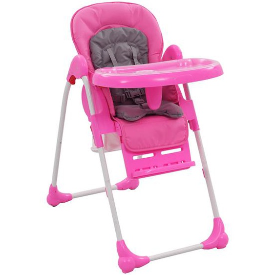 Chaise haute pour bébé Rose et gris