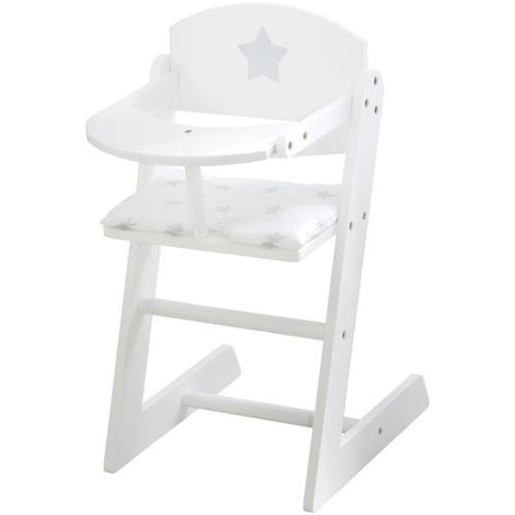 Chaise Haute Pour Poupée + Coussin Étoilé Stella Blanc / Étoile Grise