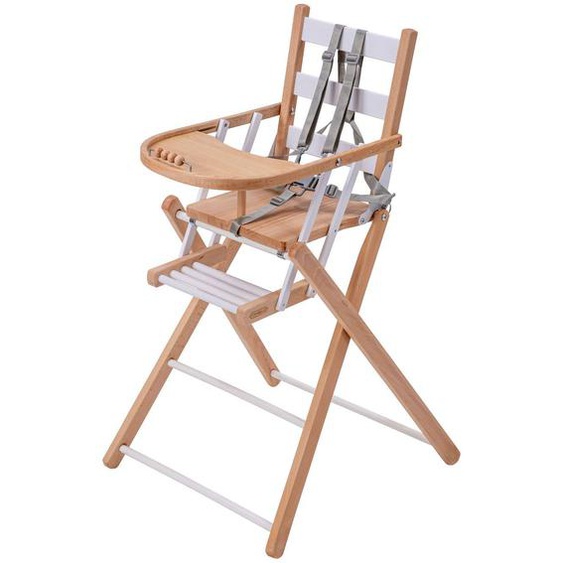 Chaise Haute Sarah Extra-pliante Hybride Bois Et Blanc