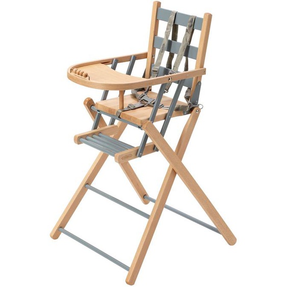 Chaise Haute Sarah Extra-pliante Hybride Bois Et Bleu Gris