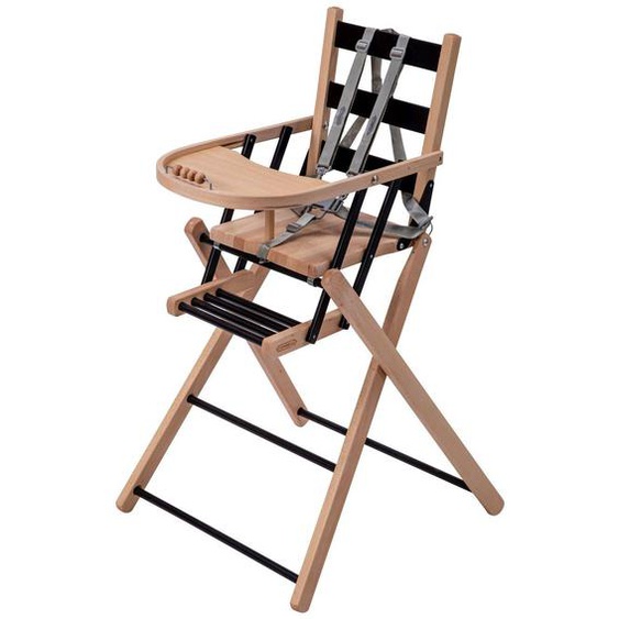 Chaise Haute Sarah Extra-pliante Hybride Bois Et Noir