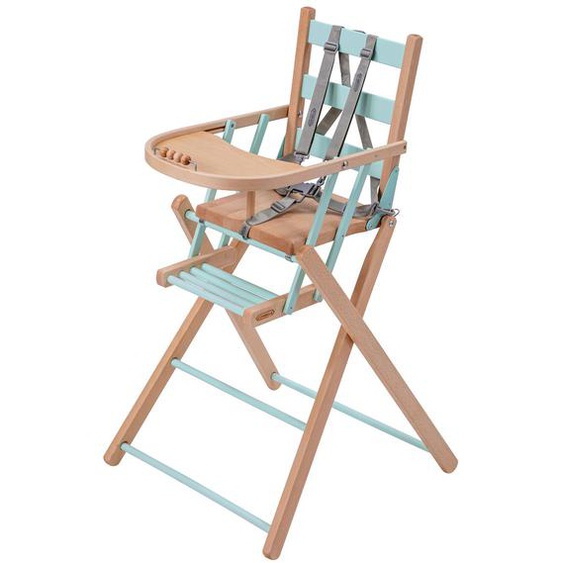 Chaise Haute Sarah Extra-pliante Hybride Bois Et Vert Mint