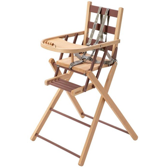 Chaise Haute Sarah Extra-pliante Hybride Bois Et Vieux Rose