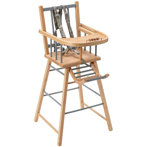 Chaise Haute Traditionnelle André Fixe Hybride Bois Et Bleu Gris