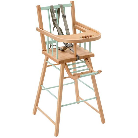 Chaise Haute Traditionnelle André Fixe Hybride Bois Et Vert Mint