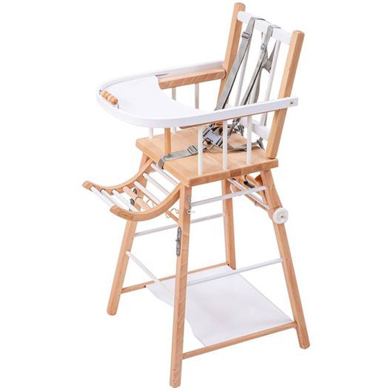 Chaise Haute Traditionnelle Marcel Transformable Barreaux Hybride Bois Et Blanc