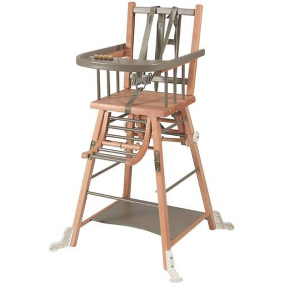 Chaise Haute Traditionnelle Marcel Transformable Barreaux Hybride Bois Et Gris