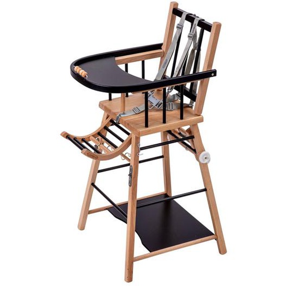 Chaise Haute Traditionnelle Marcel Transformable Barreaux Hybride Bois Et Noir