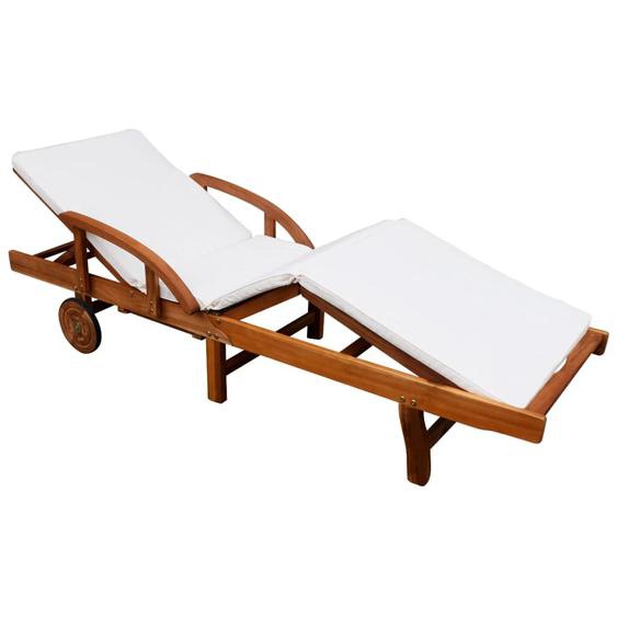 Chaise longue avec coussin Bois dacacia solide