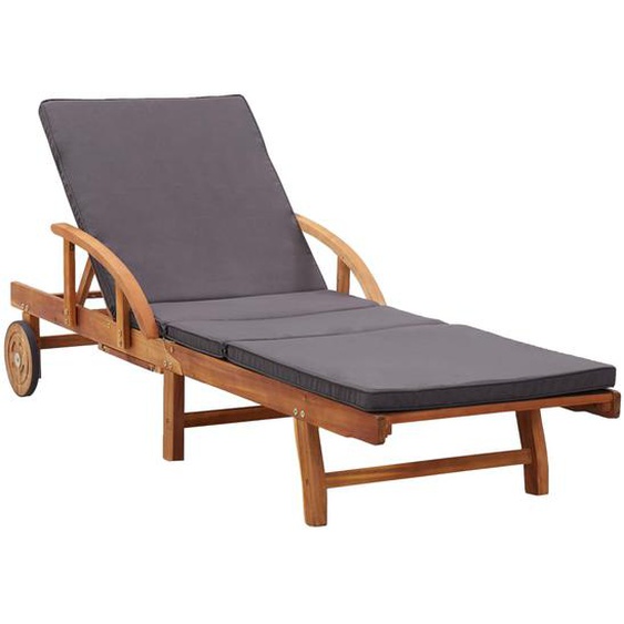 Chaise longue avec coussin bois dacacia solide