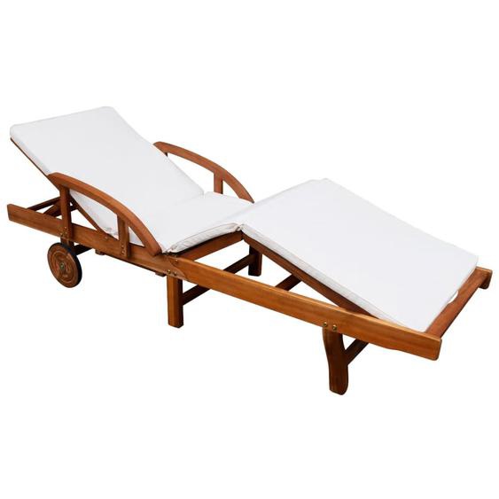 Chaise longue avec coussin Bois dacacia solide