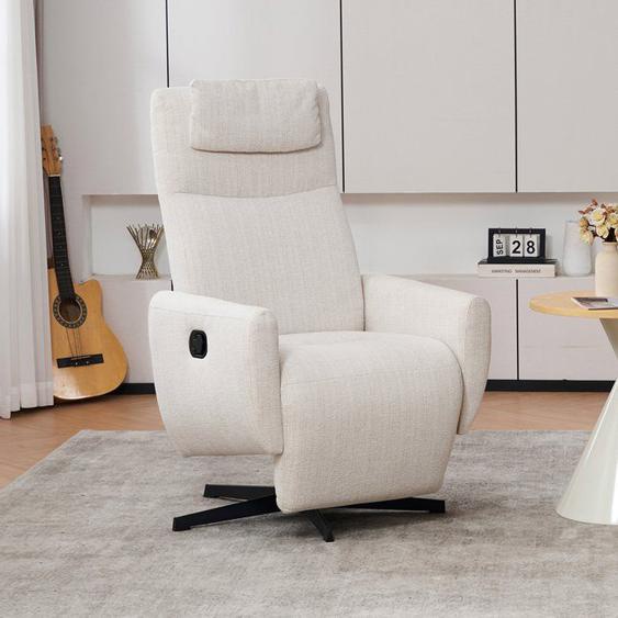 Chaise longue avec fonction inclinable et repose-pieds canapé moderne tissu chenille - beige